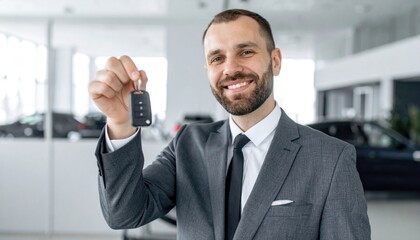 Fototapeta premium Sales man with car keys 