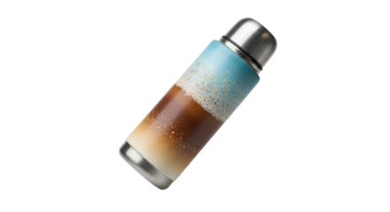 Stylish insulated bottle with unique, layered design for hot or cold beverages suitable to carry everywhere ensuring consistent temperature
