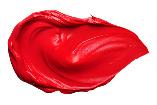 Bright Red Lipstick Creamy Texture Smear Stroke Isolated on White for Cosmetic Beauty Product Advertising and Makeup Design