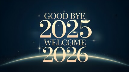 Good Bye 2025 Welcome 2026 Gold Midnight Design