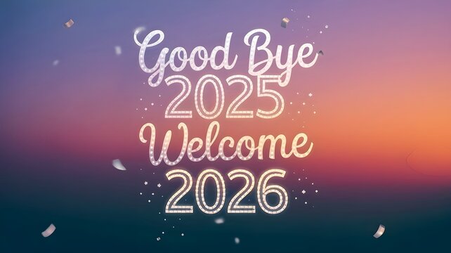 Good Bye 2025 Welcome 2026 Silver Glow
