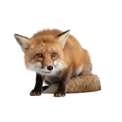 Obraz premium Curious Red Fox with Alert Eyes on a Black Background