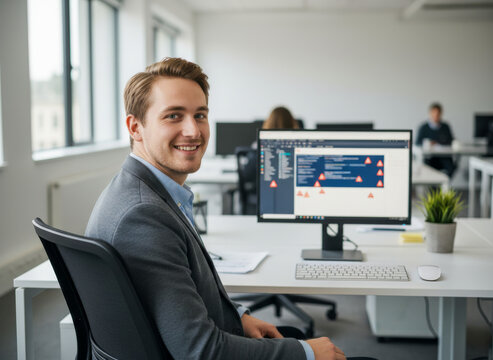 Fraud Monitoring Specialist at Work — Cybersecurity Concept