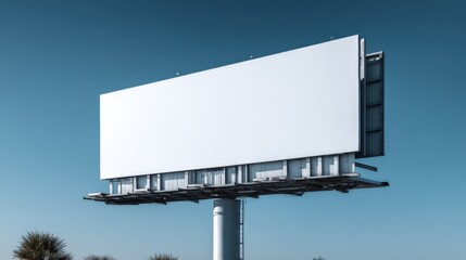 Obraz premium Billboard Mockup on a Sunny Day with Clear Blue Sky Ready for Advertising Placement