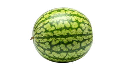 A Vibrant Fresh Watermelon Isolated on a Clean White Background Depicting Summer Refreshment and Healthy Eating