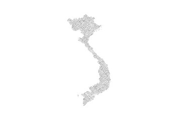 Vietnam map hand drawn sketch on white background vector, freehand hatch style map, vintage map.