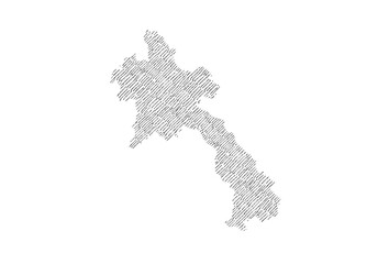 Laos map hand drawn sketch on white background vector, freehand hatch style map, vintage map.