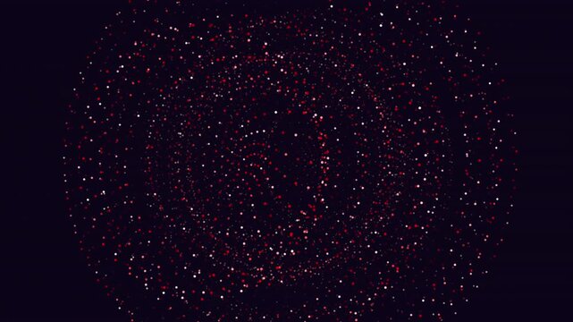 Abstract red dot pattern on a black background, featuring circular and diagonal arrangements. The purpose or significance of this design is ambiguous without additional context