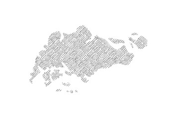 Singapore map hand drawn sketch on white background vector, freehand hatch style map, vintage map.