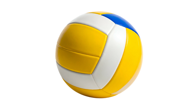 A vibrant, close-up shot of a volleyball against a black backdrop, well-lit with smooth textures