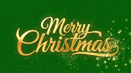 A motion graphics animation featuring "Merry Christmas" in elegant greeting card typography isolated on a chroma key green screen. - Powered by Adobe