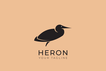 vector illustration of a heron bird, heron silhouette logo