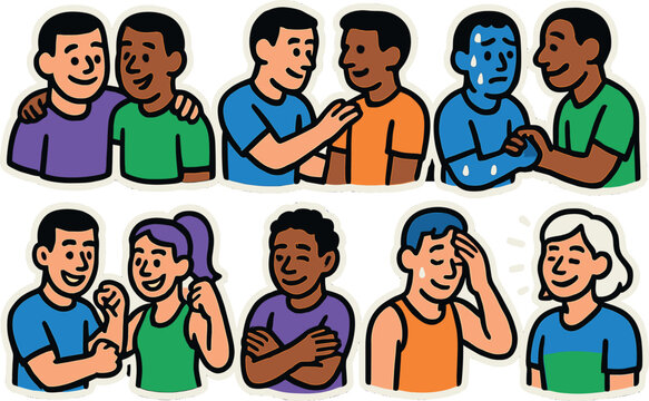 Diverse sporting icons collection for teamwork and motivation design