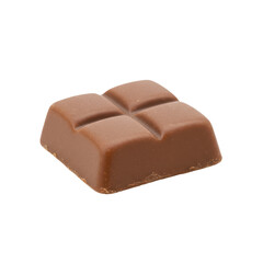 Delicious Square Milk Chocolate Piece Isolated on Black Background Macro Shot