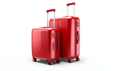 Red suitcases isolated on a white background