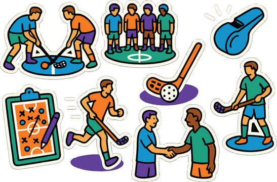 Vibrant floorball kickoff illustration for sports enthusiasts and event promotion