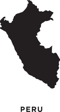 Peru map silhouette on white background