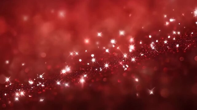 Red sparkling lights and glitter creating an abstract festive bokeh background