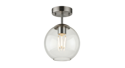 Elegant satin nickel flush mount ceiling fixture with clear glass globe shade lamp globe lighting