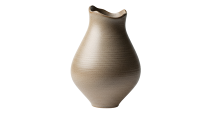 Earthenware vessel with undulating rim showcases rustic charm against a pristine backdrop enhancing the handmade feel of the piece its simple yet