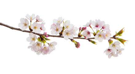 Delicate arrangement of white cherry blossoms against a pristine, clean white backdrop showcasing floral elegance and beauty for botanical