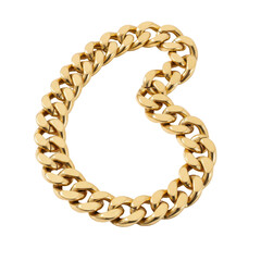 Obraz premium Elegant gold cuban link chain bracelet against a stark black background showcasing luxury
