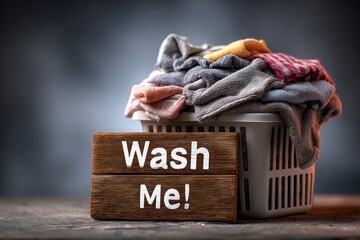 Dirty Clothes Pile Needing Washing. Household Chores Concept. Ideal for cleaning habits, house duties and lifestyle content.
