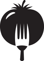 Tomato and fork food emblem illustration