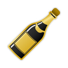 Gold and black illustration of a champagne or wine bottle without background