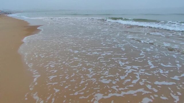 Beautiful yellow sea shore in Rizhao, China taken at early morning time