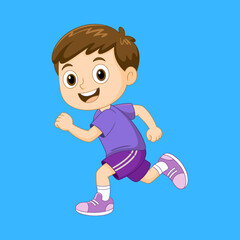 Active Kid Running or Playing Cartoon Illustration Active, Running, Playing, Exercise, Sport, Kid, Child, Boy, Cartoon, Illustration, Happy, Movement.