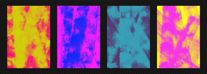 Urban punk street art paper halftone texture grunge overlay and distressed paint effect collection. Authentic poster design retro spray-painted details bold graphic element vector illustration set. © Konstantin