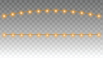 Christmas lights design elements. Glowing lights for Christmas Holiday cards, banners, posters, web design vector stock illustration