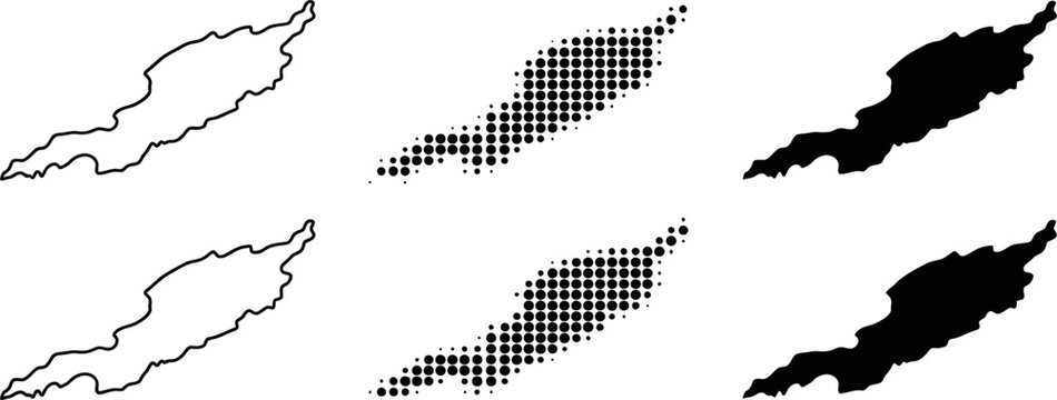 Anguilla Map Vector Set Halftone Silhouette Outline
