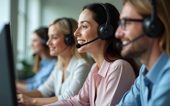 The engaged call center team providing exceptional customer service at work. High quality