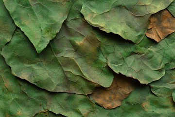 Overlapping Green Leaves Creating a Natural Texture Pattern for Backgrounds