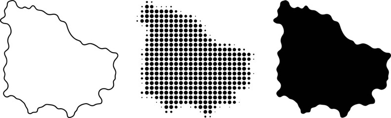 Kosovo Map Vector Set Halftone Silhouette Outline