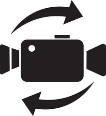 Video camera rotation icon sign illustration
