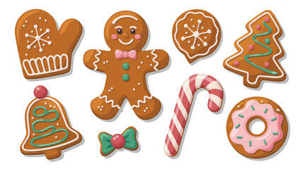 Gingerbread Christmas Cookie Collection Illustration