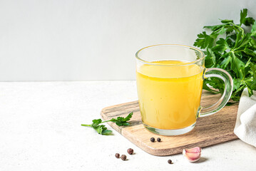 Beef bone broth with herbs