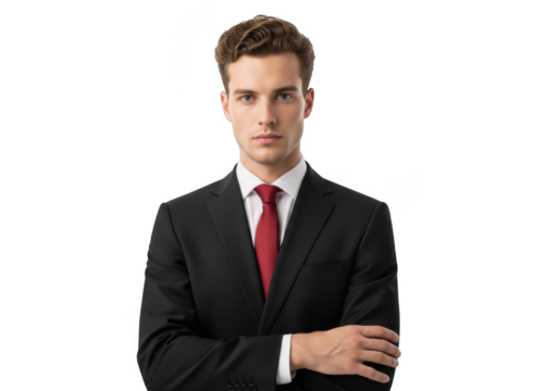 Professional businessman wearing suit portrait stock photo, corporate executive, business leader, confident man, isolated on transparent background