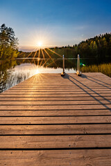 Fototapeta premium wooden bridge over the lake