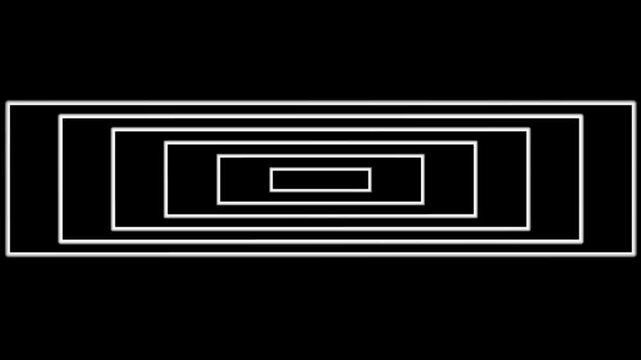 Concentric Rectangles Outline on Black Background abstract .Geometric Tunnel with Concentric Rectangles Creating Optical .