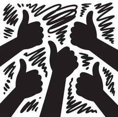 Multiple Hands Giving Thumbs Up Feedback Vector