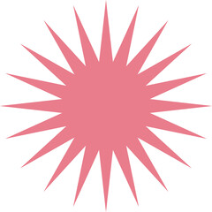 Pink Sunburst Starburst Shape with 24 Jagged Rays on Transparent Background Abstract Geometric Form
