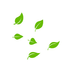 Falling Green Leaves Vector Illustration
