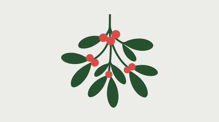 Mistletoe Branch with Red Berries Illustration