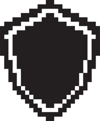 Fototapeta premium Stylized pixelated outline shield icon vector illustration security and defense symbol graphic element