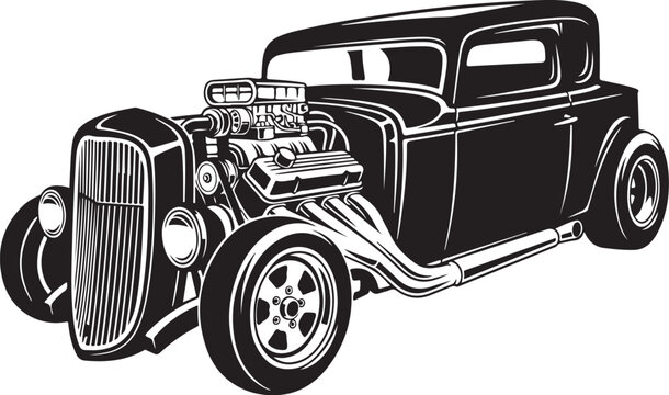 Vintage american hot rod custom car vector graphic illustration design