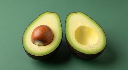 avocado cut in halves isolated on solid surface background